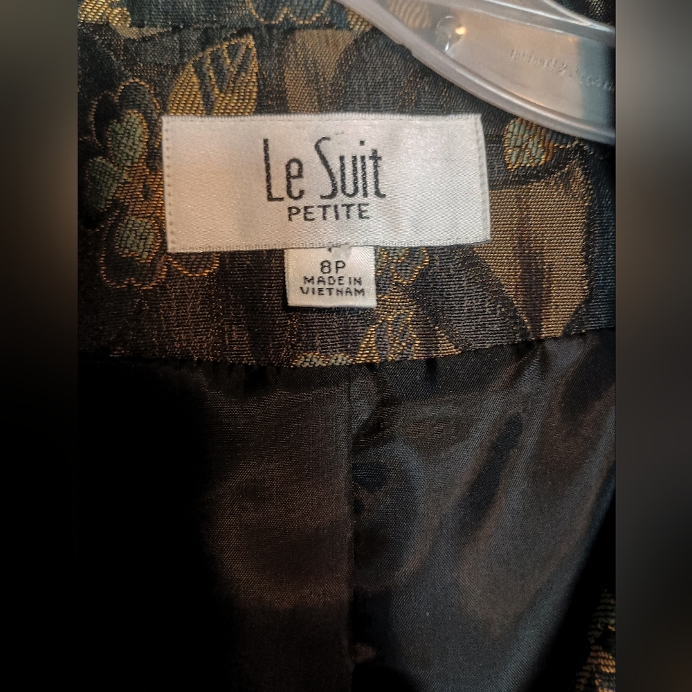Le Suit Petite 8P Brocade Blazer Metallic Gold Floral Paisley Jacquard Jacket - Picture 2 of 5